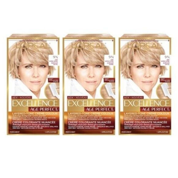 3PK L'Oreal Paris Excellence Age Perfect Hair Color 9N Light Natural Blonde NEW - Picture 1 of 2